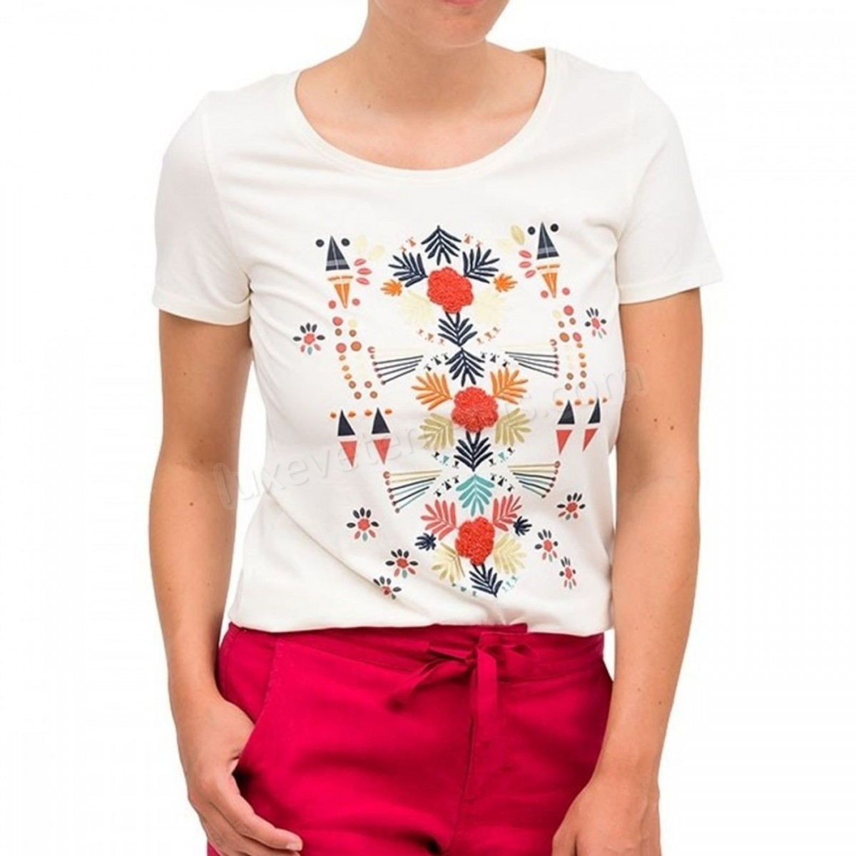 Oxbow-Mode- Lifestyle femme OXBOW T-Shirt Blanc Cassé Brodé Femme Oxbow Tasha Vente en ligne - -0
