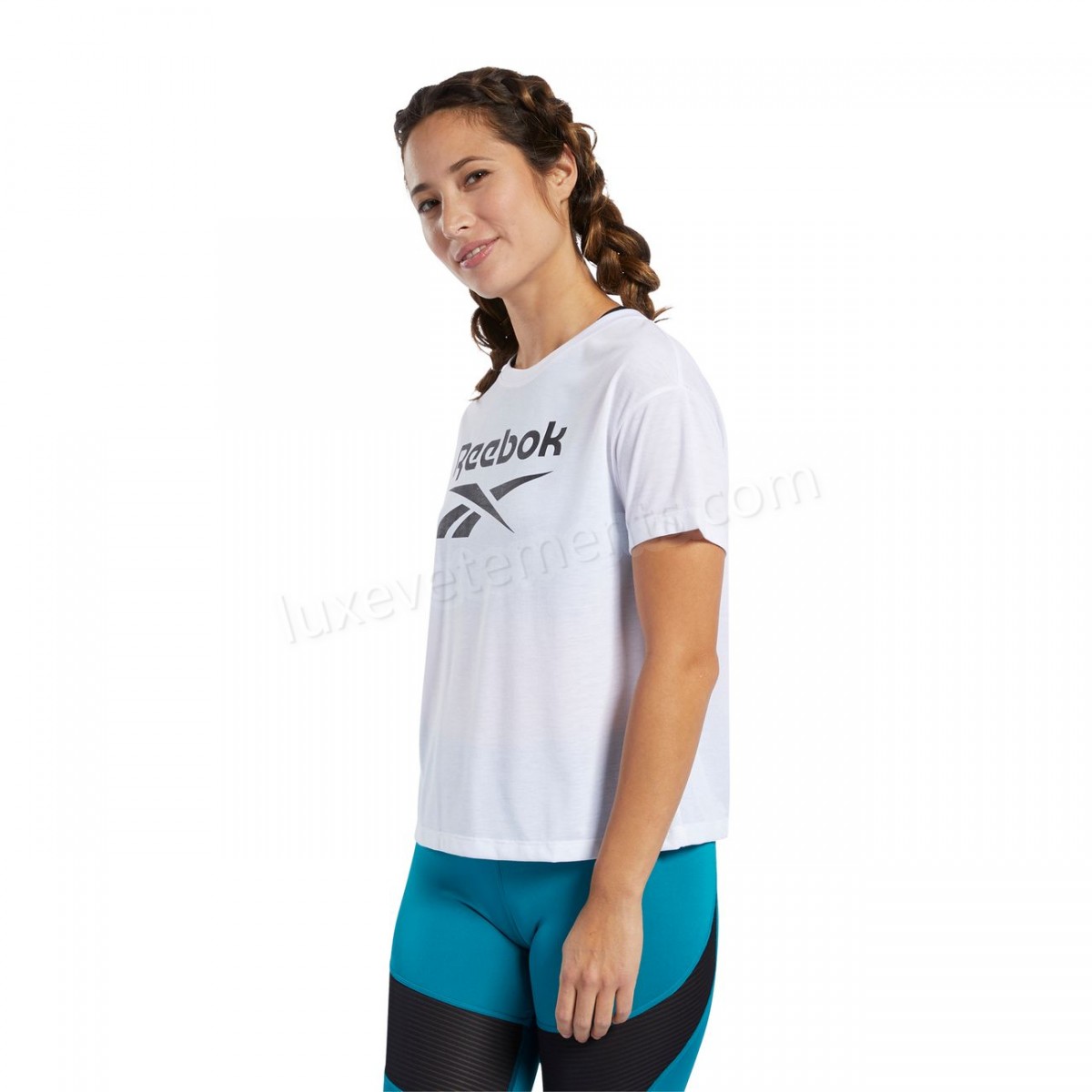 Reebok-Fitness femme REEBOK T-shirt femme Reebok Workout Ready Supremium Logo Vente en ligne - -4