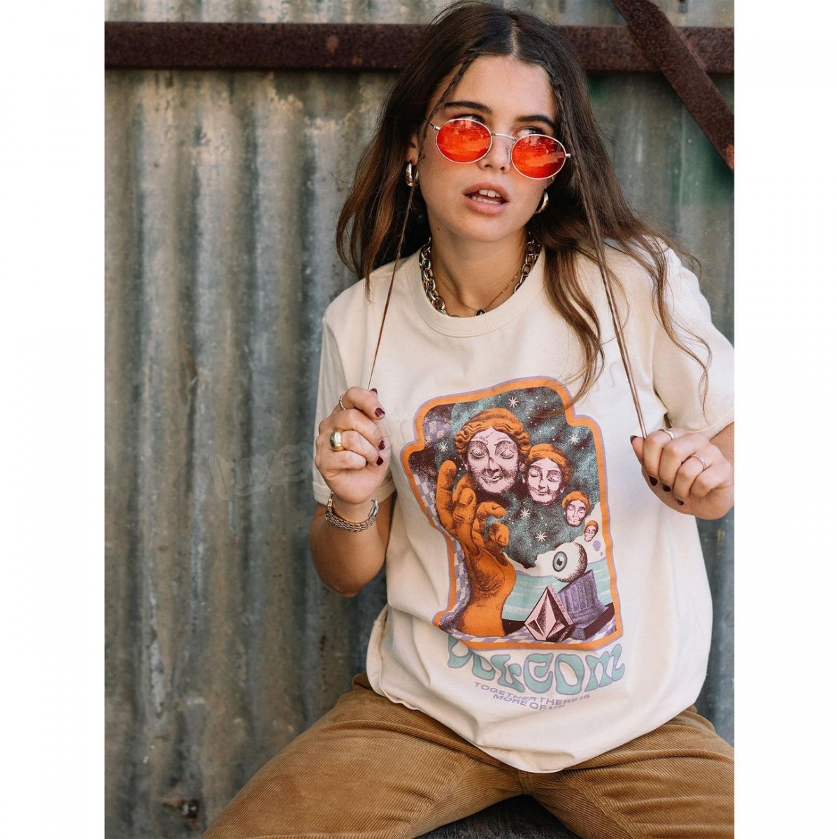 Volcom-Randonnée pédestre femme VOLCOM T-shirt Volcom Max Loeffler Tee Sand Femme Vente en ligne - -2